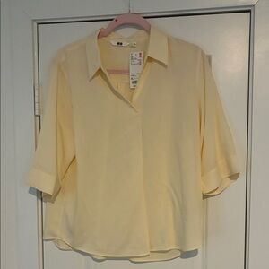 Uniqlo Light Yellow Rayon Blouse (nwt)